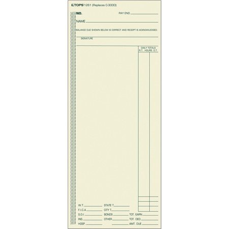 TOPS Form, Time, Card, Wk, 3-3/8X8.2 Pk TOP1261